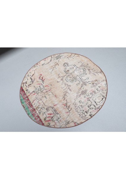 Kayra E x port Eskitme Halı, Türk Halısı, Halı, 103 x 105 cm Bej Halı, Dekoratif Banyo Halı, Yün Banyo Halı, 9179
