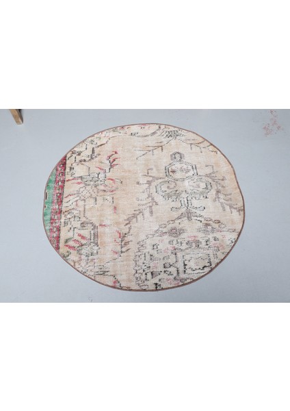 Kayra E x port Eskitme Halı, Türk Halısı, Halı, 103 x 105 cm Bej Halı, Dekoratif Banyo Halı, Yün Banyo Halı, 9179