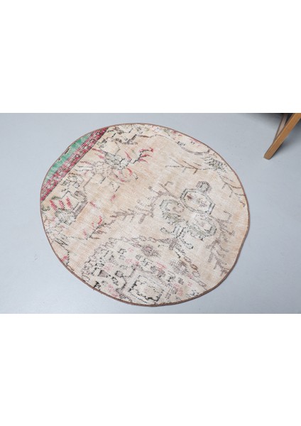 Kayra E x port Eskitme Halı, Türk Halısı, Halı, 103 x 105 cm Bej Halı, Dekoratif Banyo Halı, Yün Banyo Halı, 9179