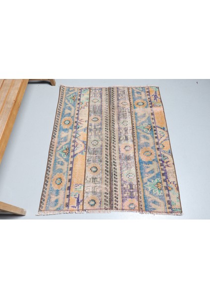 Kayra E x port Eskitme Halı, Türk Halısı, Halı, 95 x 114 cm Turuncu Halı, Yün Hediyelik Halı, Organik Duvar Asma Halı
