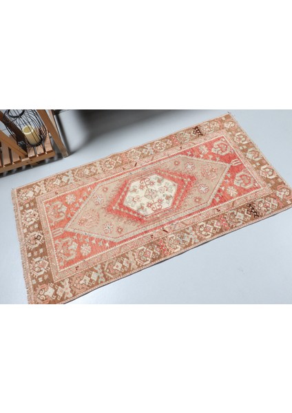 Kayra E x port Eskitme Halı, Türk Halısı, Halı, 81 x 157 cm Kırmızı Halı, Organik Araba Paspası Halı, 9331
