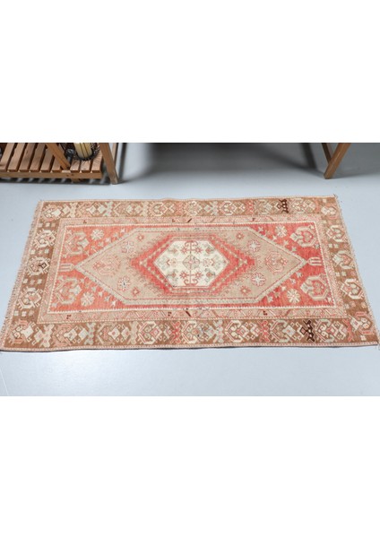 Kayra E x port Eskitme Halı, Türk Halısı, Halı, 81 x 157 cm Kırmızı Halı, Organik Araba Paspası Halı, 9331