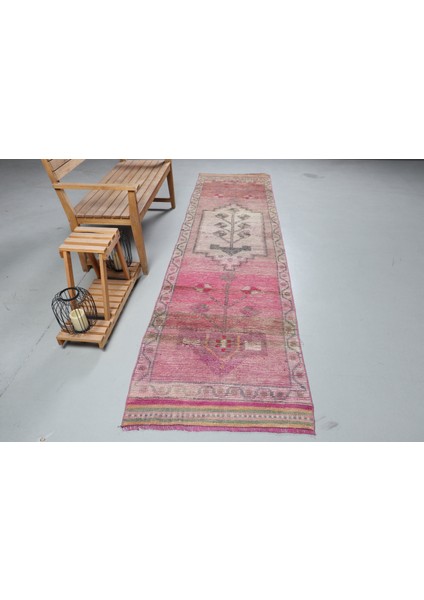 Kayra E x port Türk Halısı, Eskitme Halı, Halı, 87 x 343 cm Pempe Halı, Organik Merdiven Halı, Anadolusı Koridor Halı