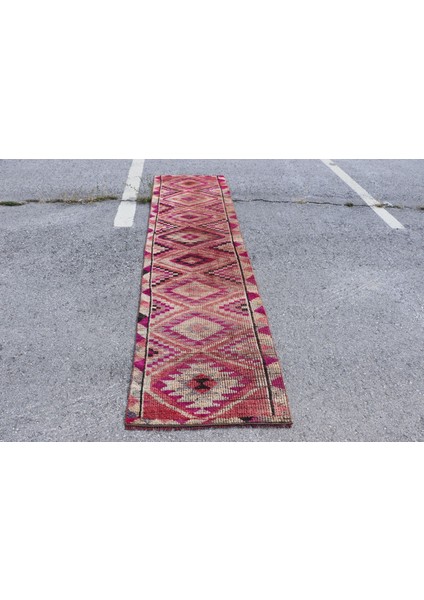 Kayra E x port Eskitme Halı, Türk Halısı, Halı, 78 x 305 cm Pempe Halı, Anadolusı Merdiven Halı, 3177