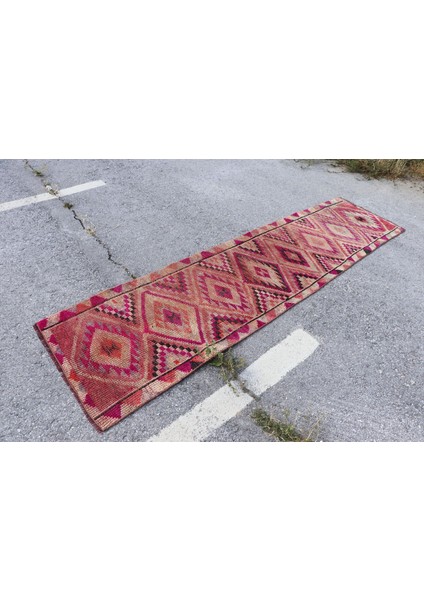 Kayra E x port Eskitme Halı, Türk Halısı, Halı, 78 x 305 cm Pempe Halı, Anadolusı Merdiven Halı, 3177