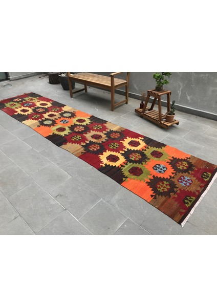 Kayra E x port Türk Halısı, Eskitme Halı, Halı, 96 x 421 cm Yeşil Halı, Bahçe Koridor Halı, Koridor Halı, 1919 modelleri