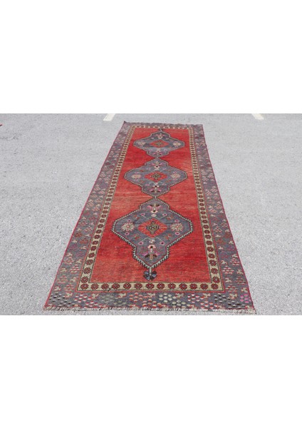 Kayra E x port Eskitme Halı, Türk Halısı, Halı, 125 x 317 cm Kırmızı Halı, Ofice Mutfak Halı, El Dokuma Merdiven Halı