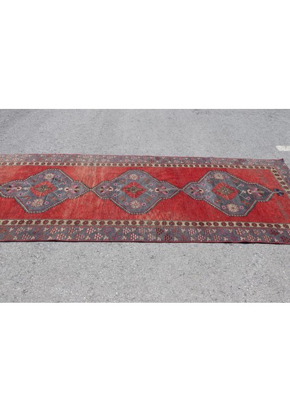 Kayra E x port Eskitme Halı, Türk Halısı, Halı, 125 x 317 cm Kırmızı Halı, Ofice Mutfak Halı, El Dokuma Merdiven Halı