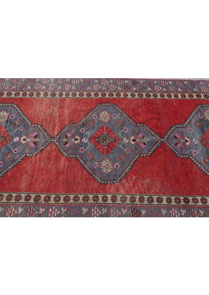 Kayra E x port Eskitme Halı, Türk Halısı, Halı, 125 x 317 cm Kırmızı Halı, Ofice Mutfak Halı, El Dokuma Merdiven Halı