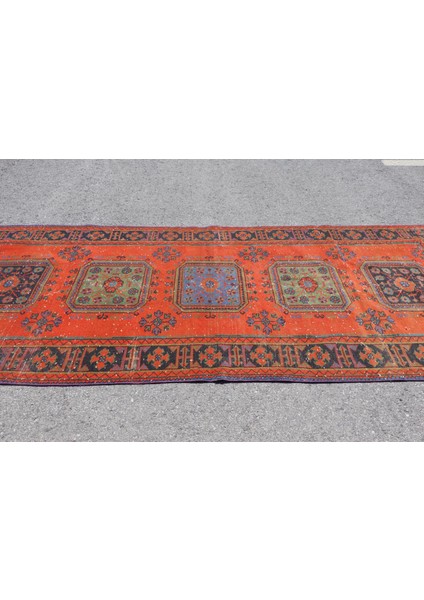 Kayra E x port Eskitme Halı, Türk Halısı, Halı, 133 x 349 cm Turuncu Halı, Organik Merdiven Halı, 7099 modelleri