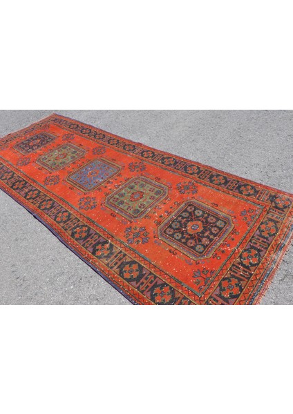 Kayra E x port Eskitme Halı, Türk Halısı, Halı, 133 x 349 cm Turuncu Halı, Organik Merdiven Halı, 7099 fırsatları