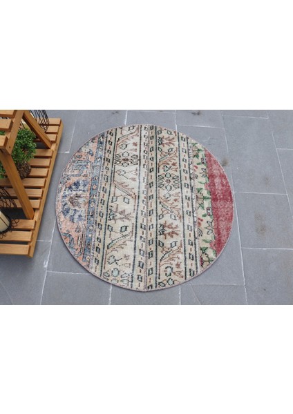 Kayra E x port Türk Halısı, Eskitme Halı, Halı, 94 x 94 cm Bej Halı, Ofice Giriş Halı, Banyo Halı, 5181