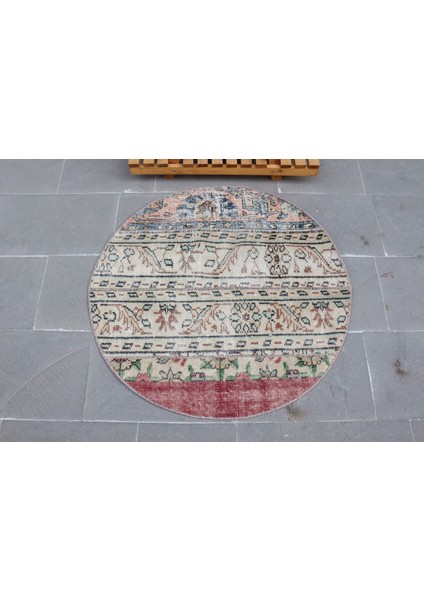 Kayra E x port Türk Halısı, Eskitme Halı, Halı, 94 x 94 cm Bej Halı, Ofice Giriş Halı, Banyo Halı, 5181