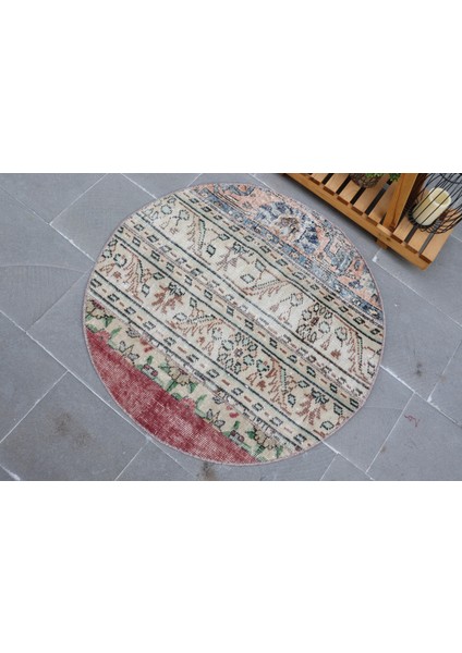 Kayra E x port Türk Halısı, Eskitme Halı, Halı, 94 x 94 cm Bej Halı, Ofice Giriş Halı, Banyo Halı, 5181