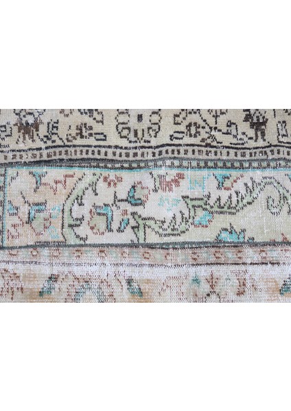 Kayra E x port Türk Halısı, Eskitme Halı, Halı, 93 x 93 cm Bej Halı, Bahçe Araba Paspası Halı, Bohemsı Duvar Asma Hal