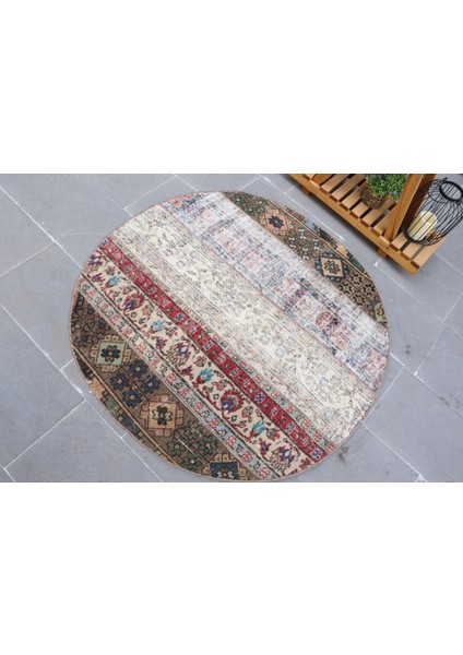 Kayra E x port Türk Halısı, Eskitme Halı, Halı, 117 x 117 cm Kırmızı Halı, Yün Araba Paspası Halı, 5206