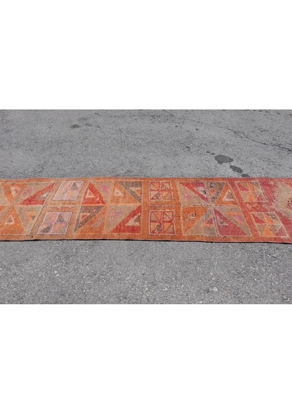 Türk Halısı, Eskitme Halı, Halı, 74 x 298 cm Yeşil Halı, El Yapımı Mutfak Halı, Merdiven Halı, 7180 modelleri