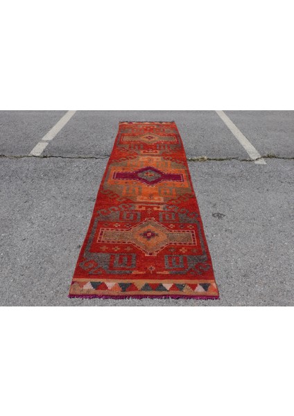 Kayra E x port Türk Halısı, Eskitme Halı, Halı, 91 x 313 cm Turuncu Halı, Anadolusı Koridor Halı, 7187