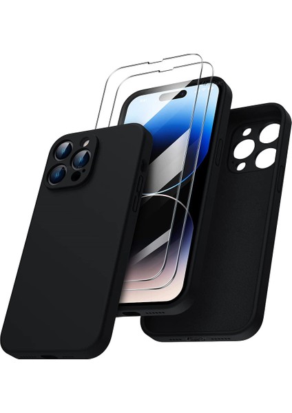 Iphone 14 Pro Max Kılıf Kamera Lens Koruma Ultra Ince Soft Silikon ve 5d Ekran Koruycu Cam Set