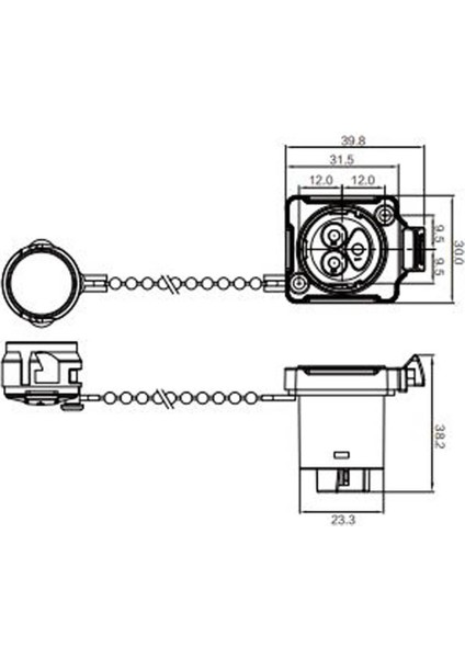 BD-24-J03SX-02-201A 3-Pin Su Geçirmez Konnektör - Dişi fiyatları