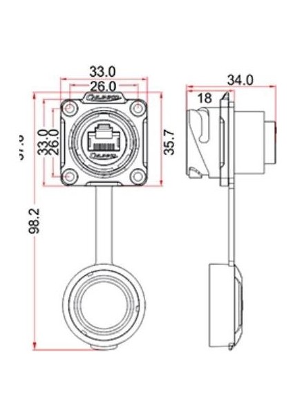 DH-24-J/RJ45/213/SX-43-401 Su Geçirmez Ethernet Konnektörü - Dişi fiyatları