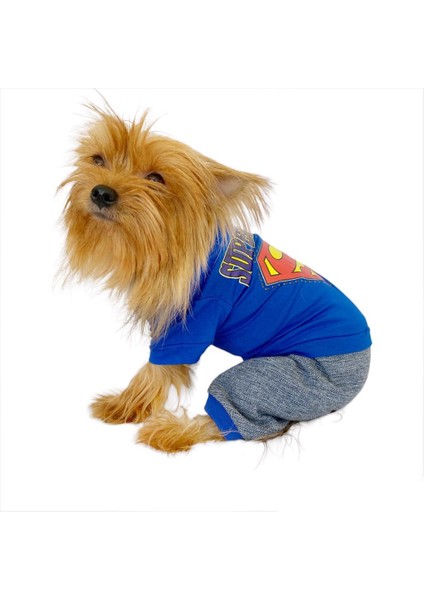 Superman Penye Tulum Köpek Tulumu Köpek Elbisesi