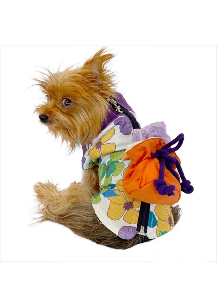 Flower Power Çantalı Su Itici Yağmurluk Köpek Yağmurluğu
