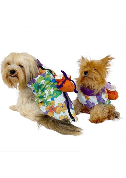 Flower Power Çantalı Su Itici Yağmurluk Köpek Yağmurluğu