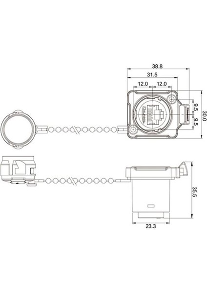 BD-24-J/RJ45/213/SX-43-201 Su Geçirmez Ethernet Konnektörü - Dişi