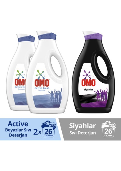 Sıvı Deterjan Active Fresh 1690 Ml*2 + Omo Black 1690 ml