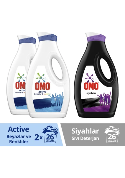 Sıvı Deterjan Active 1690 Ml*2 + Omo Black 1690 ml