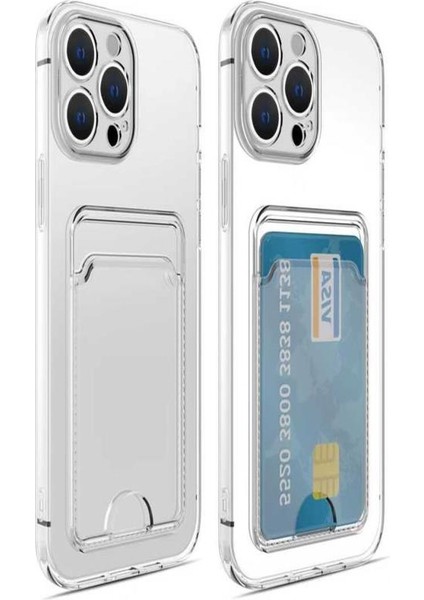 Apple iPhone 14 Pro Kılıf Şeffaf Kartlıklı Kamera Korumalı Silikon