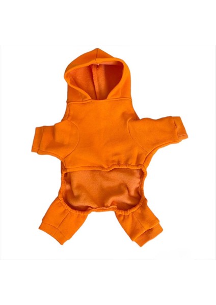 Pro Orange Polar Kapşonlu Kedi Tulumu Kıyafeti