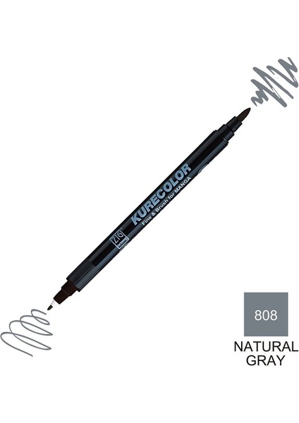 Kurecolor Mangaka Fine&brush Çift Taraflı Kalem CNKC-2200 No 808 Natural Gray
