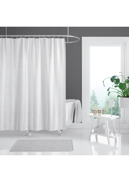Banyo Perdesi 1x120x200 Tek Kanat Duş Perdesi Halka Hediyeli Duşakabin Perdesi 3182