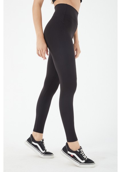 Kadın Siyah Yüksek Belli Karyoka Dikiş Detaylı Toparlayıcı Spor Tayt fiyatları