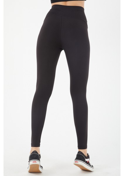 Kadın Siyah Yüksek Belli Karyoka Dikiş Detaylı Toparlayıcı Spor Tayt indirimleri