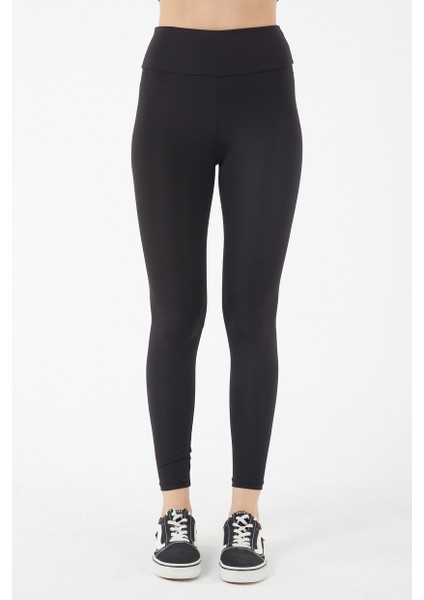 Kadın Siyah Yüksek Belli Bilek Boy Likralı Örme Tayt modelleri