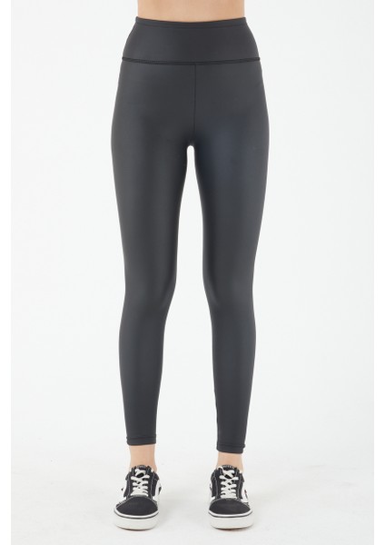 Kadın Siyah Yüksek Belli Içi Şardonlu Kalın Kemerli Mat Deri Tayt fırsatları