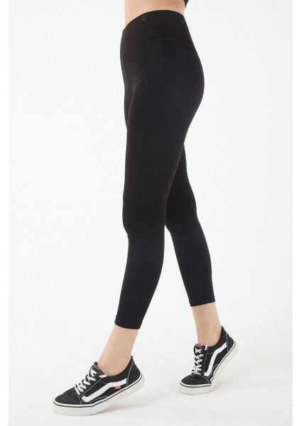 Kadın Siyah Yüksek Belli Kalın Kemerli Çelik Örme Tayt fiyatları