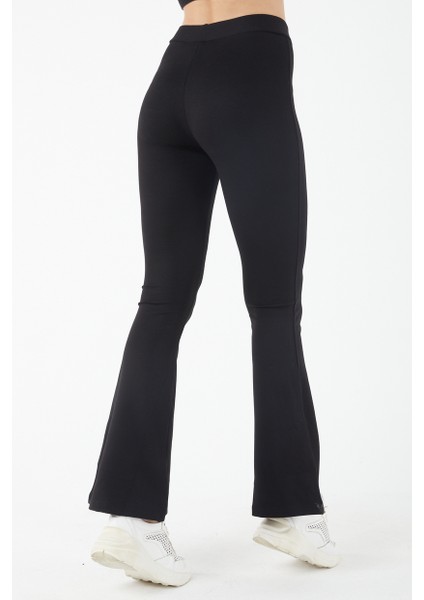 Kadın Siyah Yüksek Belli Çelik Ispanyol Paça Örme Tayt indirimleri