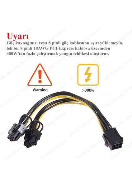 Pcı-E 6 Pin Dişi To 2 x Pcı-E 8 (6+2）pin Erkek Gpu Güç Kablosu Çoklayıcı