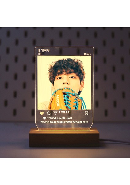 Kpop Bts V LED Akrilik Gece Lambası - Kahverengi (Yurt Dışından)