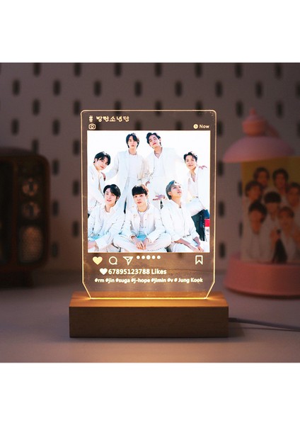 Kpop Bts LED Akrilik Gece Lambası - Kahverengi (Yurt Dışından)