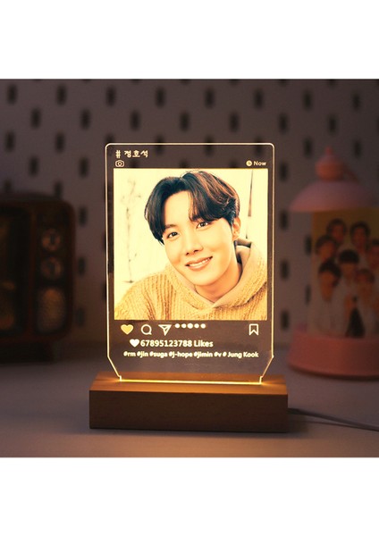 Kpop Bts Jhope LED Akrilik Gece Lambası - Kahverengi (Yurt Dışından)