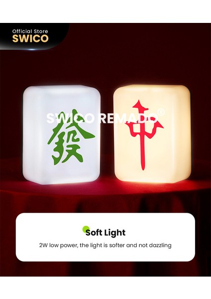 USB Şarj Edilebilir Çin Mahjong Gece Lambası - Beyaz (Yurt Dışından)