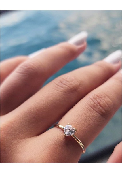 0,60 Ct Pırlanta(Signty)Kalp Tektaş Evlilik Teklifi 14 Ayar Altın Yüzük-Pırlanta Kalp Tektaş Yüzük
