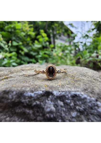 Altın Yüzük - 0,55 Ct Brown (Smoky) 0,10CT Pırlanta Taşlı Evlilik Teklifi Yüzüğü-Brown Tektaş 14 Ayar Altın Yüzük modelleri