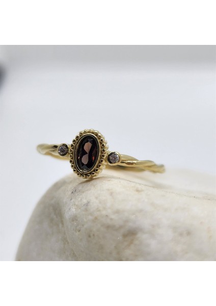Altın Yüzük - 0,55 Ct Brown (Smoky) 0,10CT Pırlanta Taşlı Evlilik Teklifi Yüzüğü-Brown Tektaş 14 Ayar Altın Yüzük fırsatları