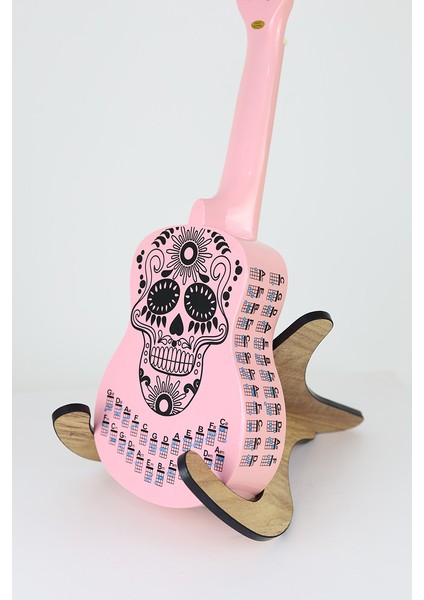 Çiçekkafa Siyah Renk Ukulele Akor Cetveli Tablosu Stickeri Etiketi